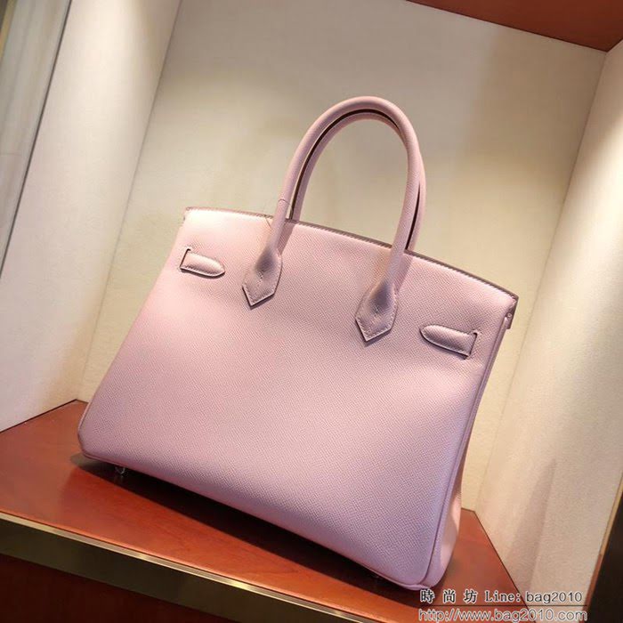 HERMES愛馬仕 鉑金包 Birkin 30cm Epsom 3Q Rose Sakura 芭比粉 金扣 頂級工藝 全手工 蠟線縫製 時尚手提包  Ama1220